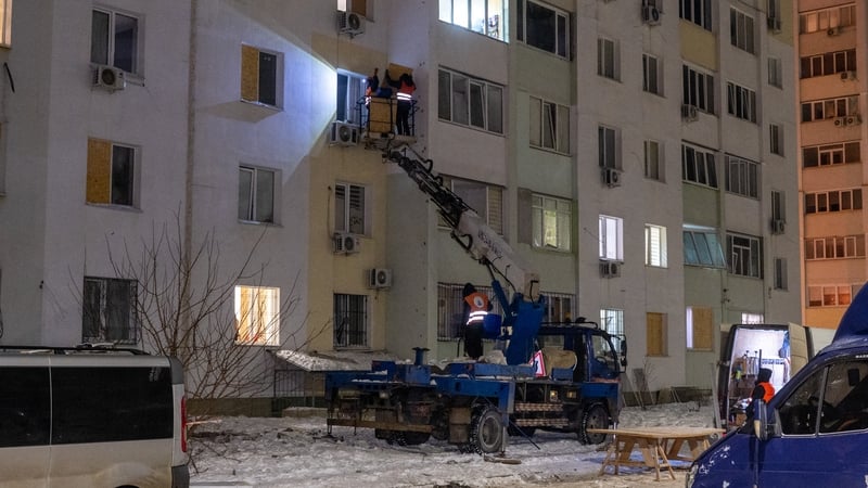 Rescue operations at an apartment building in Kharkiv on 24 January - the city has been the target of frequent attacks by Russia