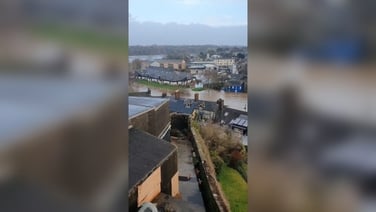 View from Enniscorthy Castle shows flooding from River Slaney in Co Wexford