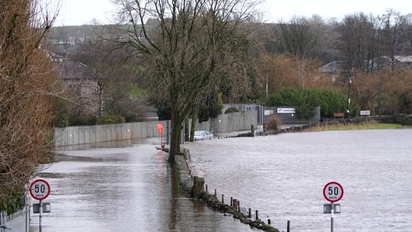 A view of the overflowing River Slaney in Clohamon near Bunclody