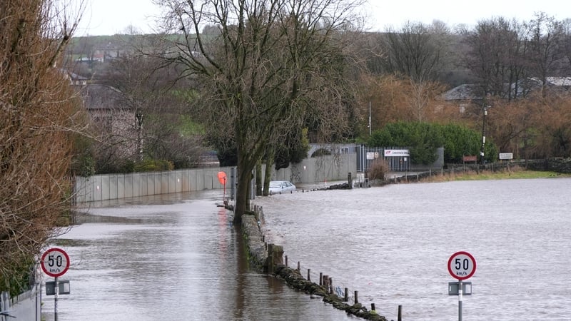 A view of the overflowing River Slaney in Clohamon near Bunclody