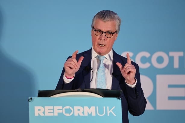 BISHOPTON, SCOTLAND - JANUARY 26: Malcolm Offord makes his first speech as leader of Scottish Reform at Ingliston Country Club on January 26, 2026 in Bishopton, United Kingdom. Malcolm Offord, a former Conservative party life peer, is making his first speech as the Scottish Leader of Reform UK. Refo