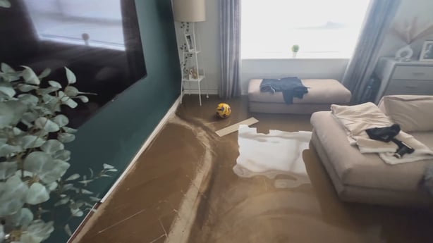 Floodwater in a living room