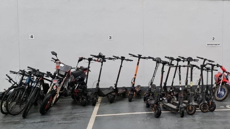 Eighteen e-scooters, five mini scramblers, five electric bicycles and a motorbike were seized by gardaí