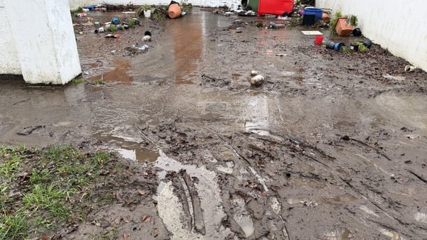 A view of flood damage outside a house in Rathfarnham