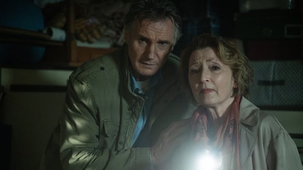 Liam Neeson as Robert Quinn and Lesley Manville as Trini Romano investigate in Cold Storage