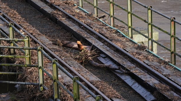 Debris on the railway line in Enniscorthy
