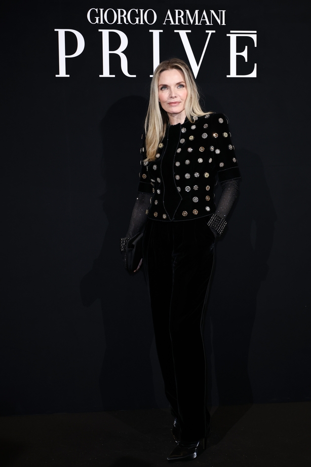 PARIS, FRANCE - JANUARY 27: (EDITORIAL USE ONLY - For Non-Editorial use please seek approval from Fashion House) Michelle Pfeiffer attends the Giorgio Armani Privé Haute Couture Week Spring/Summer 2026 show as part of Paris Fashion Week on January 27, 2026 in Paris, France. (Photo by Aurore Marechal