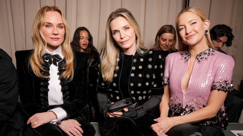 Diane Kruger, Michelle Pfeiffer and Kate Hudson at the Giorgio Armani Privé fashion show as part of Haute Couture Spring/Summer 2026 held at Palazzo Armani on January 27, 2026 in Paris, France. (Photo by Swan Gallet/WWD via Getty Images)