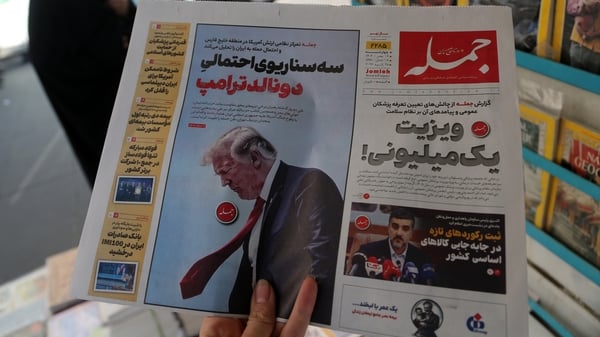 Newspapers in Iran prominently featured statements by US President Donald Trump on military action