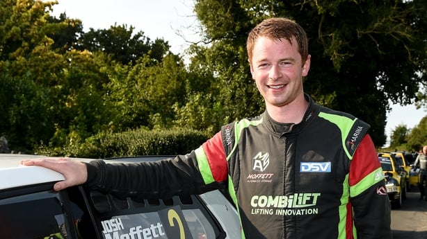 17 August 2025; Josh Moffett after winning the ALMC Hellfire Rally Round Six of the Triton Showers National Rally Championship at at Oldcastle in Meath. Photo by Philip Fitzpatrick/Sportsfile