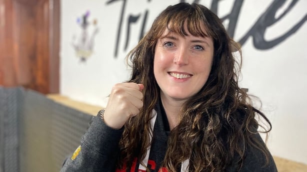 Toraigh Mallon posing with fist clenched