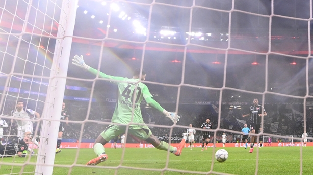 Dominic Solanke scores his team's second goal during the UEFA Champions League league phase- day 8 football match between Eintracht Frankfurt and Tottenham Hotspur in Frankfurt, western Germany, on January 28, 2026