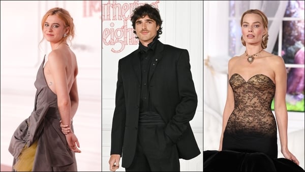 A collage of Alison Oliver, Jacob Elordi and Margot Robbie at the Wuthering Heights world premiere
