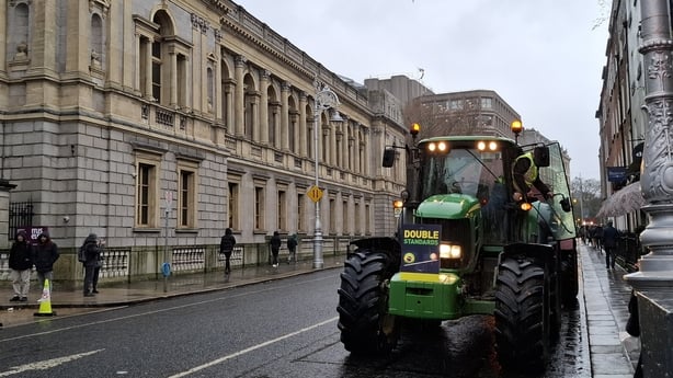 Tractor outside Leinster House during a protest