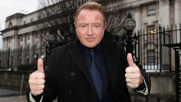 Michael Flatley outside Belfast High Court