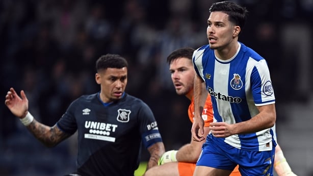 Francisco Moura of FC Porto celebrates scoring his team's second goal during the UEFA Europa League 2025/26 League Phase MD8 match between FC Porto and Rangers FC at Estadio do Dragao on January 29, 2026 in Porto, Portugal. 