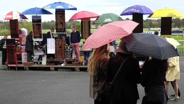 DUBLIN, IRELAND - SEPTEMBER 12: Rain begins to fall at Leopardstown racecourse on September 12, 2015 in Dublin, Ireland. (Photo by Alan Crowhurst/Getty Images) *** Local Caption ***