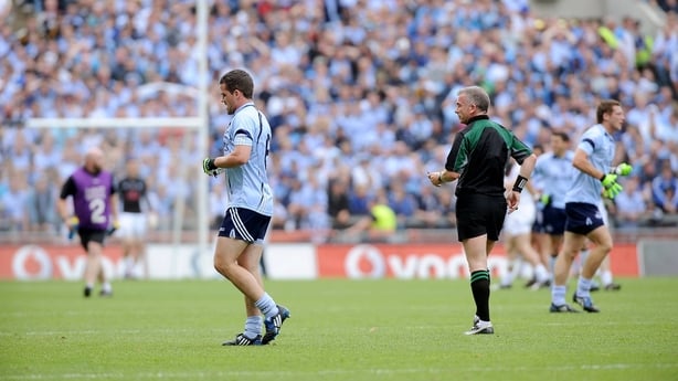 Brennan is sent-off by referee Pat McEneaney in the 2009 Leinster final