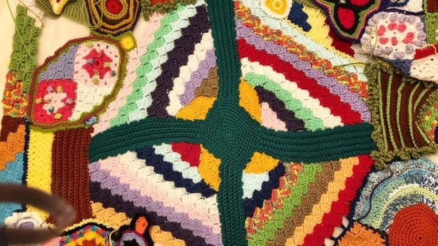 A close up of the work on the St Brigid's tapestry in Athlone