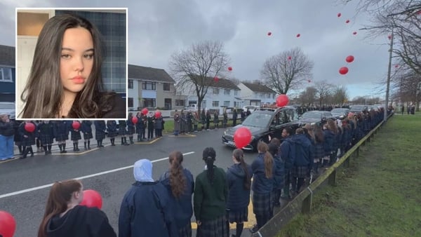 Students line the street for Grace Lynch's funeral