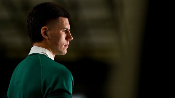 25 January 2026; Sam Prendergast during the Ireland team assembly day at the IRFU High Performance Centre in Dublin ahead of the 2026 Guinness Six Nations Rugby Championship. Photo by Brendan Moran/Sportsfile