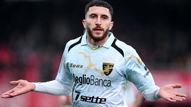 Fares Ghedjemis of Frosinone celebrates his goal during the serie B match between AC Monza and Frosinone Calcio at U-Power Stadium on January 17, 2026 in Monza, Italy. (Photo by Image Photo Agency/Getty Images)