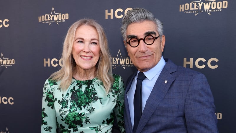 Catherine O'Hara and Eugene Levy at Eugene Levy's Hollywood Walk of Fame Star ceremony in 2024