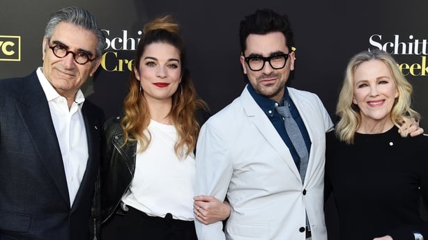 Eugene Levy, Annie Murphy, Daniel Levy and Catherine O'Hara 