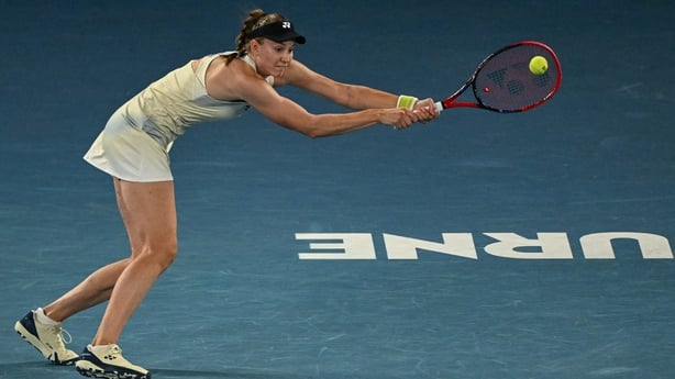 Rybakina hits a return