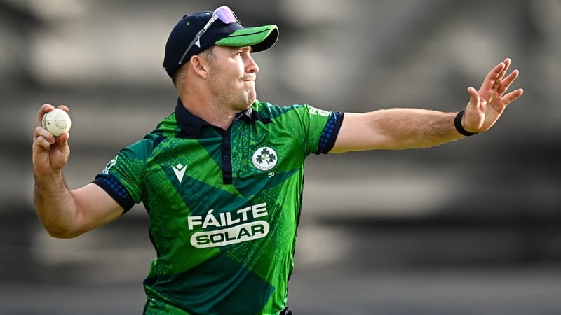 Dublin , Ireland - 21 September 2025; Curtis Campher of Ireland during match three of the T20 International Series between Ireland and England at Malahide Cricket Ground in Dublin. (Photo By Seb Daly/Sportsfile via Getty Images)