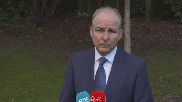 Taoiseach Micheál Martin at a press conference 