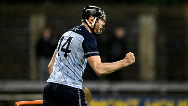 31 January 2026; Ronan Hayes of Dublin celebrates after scoring his side's first goal during the Allianz Hurling League Division 1B match between Dublin and Kildare at Parnell Park in Dublin. Photo by Dáire Brennan/Sportsfile