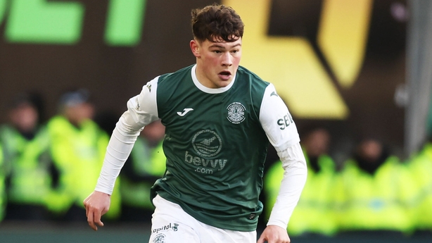 Hibs Owen Elding in action during a William Hill Premiership match between Hibernian and Rangers at Easter Road, on February 01, 2026, in Edinburgh, Scotland. 