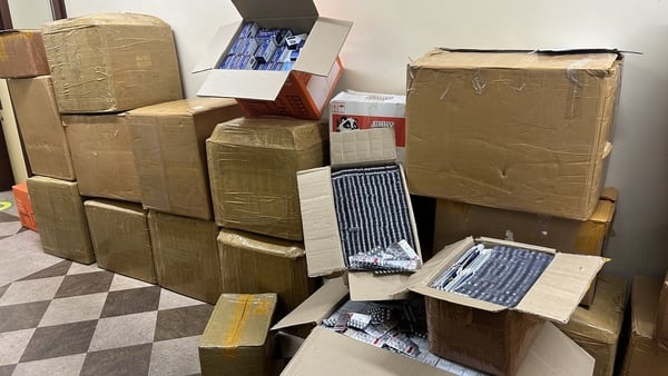 Benzodiazepine tablets seized by gardaí in Dublin are put on display