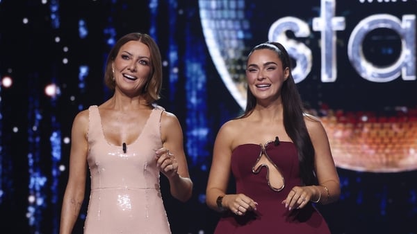 Presenters Jennifer Zamparelli and Laura Fox during the live show of RTE’s Dancing With The Stars.Pic:Kyran O’Brien /kobpixNO FEE FOR REPRO During show run++++++FEE applies to Photographs used after Show run finishes.++++++++++