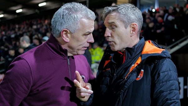 Galway manager Padraic Joyce and Armagh manager Kieran McGeeney after the Allianz Football League Division 1 match between Armagh and Galway at BOX-IT Athletic Grounds,