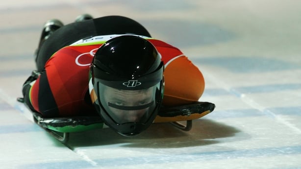 David Connolly of Ireland competes in the Mens Skeleton Single Final on Day 7 of the 2006 Turin Winter Olympic Games on February 17, 2006 in Cesana Pariol, Italy. (Photo by Ezra Shaw/Getty Images)