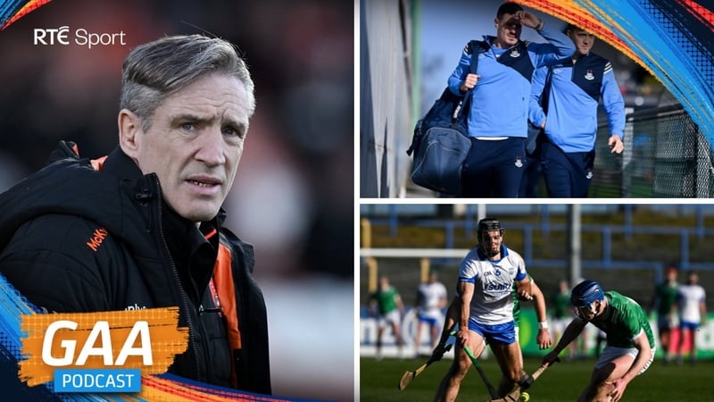 RTÉ GAA podcast imagery with three pictures from the weekend's action