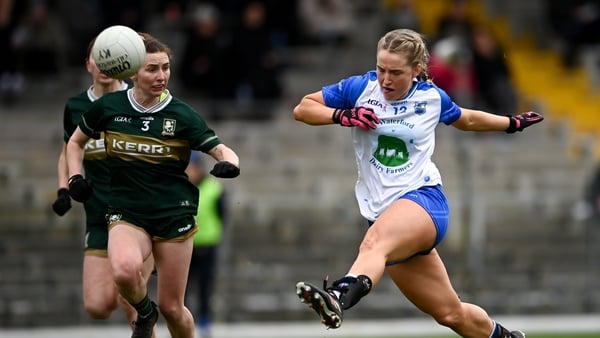 2 February 2026; Bríd McMaugh of Waterford scores a point during the Lidl Ladies National Football League Division 1 Round 2 match between Kerry and Waterford at Fitzgerald Stadium in Killarney, Kerry. Photo by Tom Beary/Sportsfile