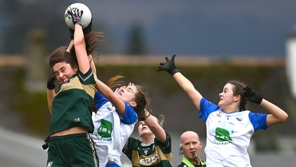 Mary O'Connell of Kerry and Emma Murray of Waterford contest a kickout during the Lidl Ladies National Football League Division 1 Round 2 match between Kerry and Waterford at Fitzgerald Stadium in Killarney, Kerry. Photo by Tom Beary/Sportsfile *** NO REP