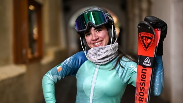 Team Ireland alpine skiier Anabelle Zurbay in Piazza Walther during the Milano Cortina 2026 content capture day ahead of the Winter Olympic Games in Bolzano, Italy.