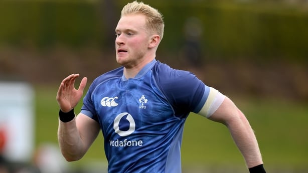 29 January 2026; Jamie Osborne during an Ireland Rugby squad training session at The Campus in Quinta do Lago, Portugal. Photo by Brendan Moran/Sportsfile