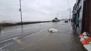Main Street of Blackrock in Louth is flooded during high tide and the road is closed
