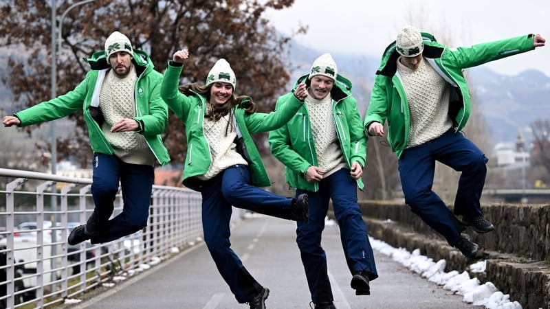Thomas Maloney Westgaard and Anabelle Zurbay (left) will carry the Irish flag with Ben Lynch and Cormac Comerford also featuring in events to mark the beginning of the Winter Olympics