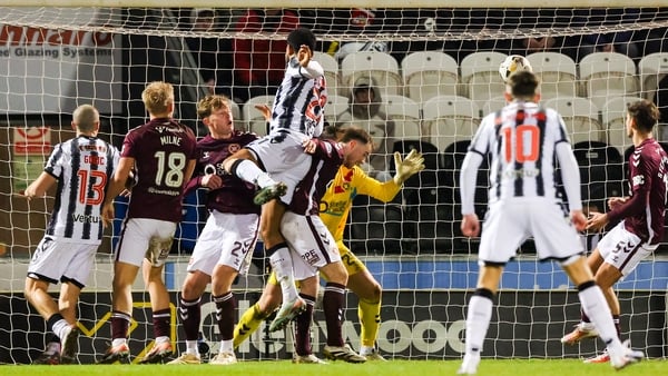 PAISLEY, SCOTLAND - FEBRUARY 03: St Mirren’s Miguel Freckleton scores to make it 1-0 during a William Hill Premiership match between St Mirren and Heart of Midlothian at the SMiSA Stadium, on February 03, 2026, in Paisley, Scotland. (Photo by Craig Willia