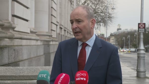 Taoiseach Micheál Martin speaking outside Cabinet
