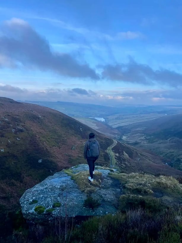 Sophie Goodall at Ponden Kirk, known as Penistone Crags in the book
