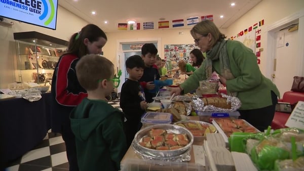 Children at a school food fair