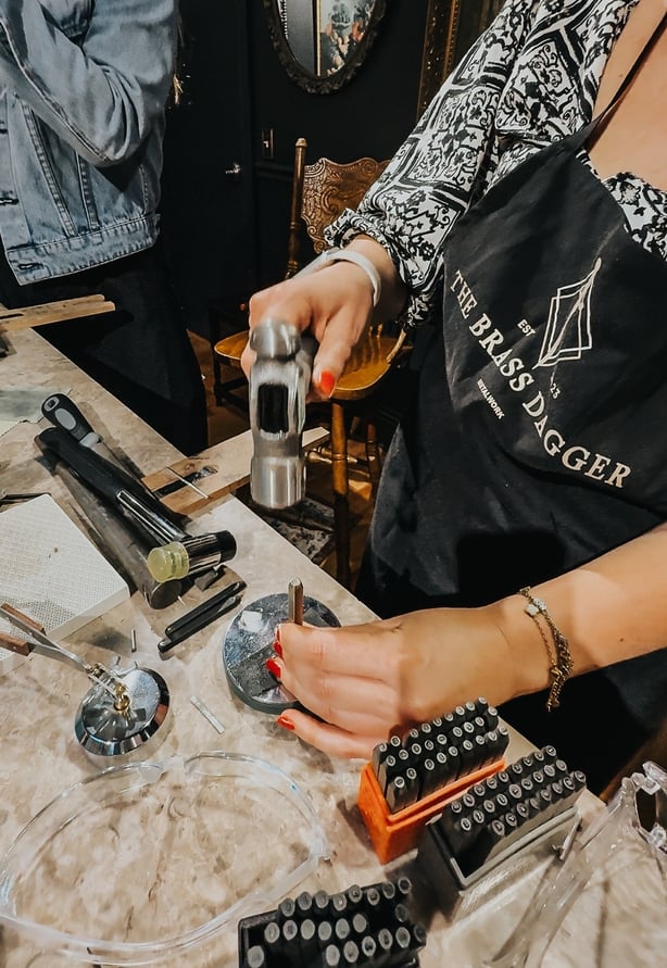 Tara Povey at a silver ring making class 1