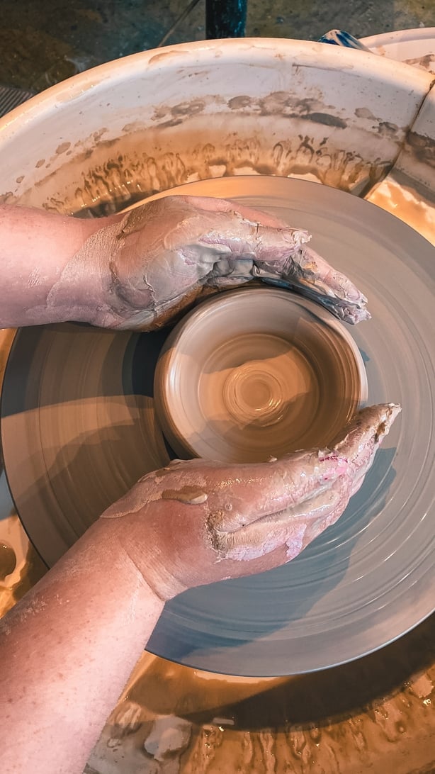 Tara Povey at a pottery workshop